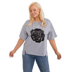 FANCY Ženska bluza plus size z aplikacijo sive barve FA-BZ-9325.59_407275 Univerzalni