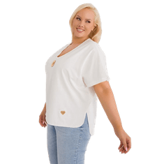 FANCY Ženska bluza plus size z razporki v barvi ecru FA-BZ-9178.30_407265 Univerzalni