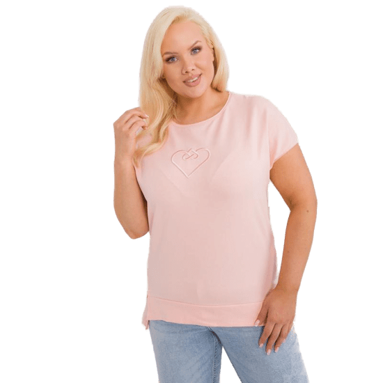 FANCY Ženska bluza plus size z našitki v barvi breskve FA-BZ-9173.29X_407306