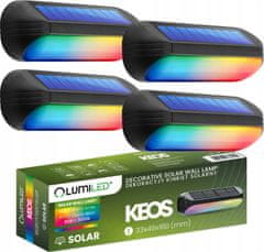 LUMILED 4x Solarna vrtna lampa LED fasadna stenska svetilka KEOS 3000K + RGB