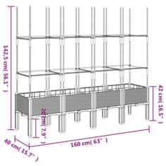 Vidaxl Cvetlično korito z oporno mrežo modro sivo 160x40x142,5 cm PP