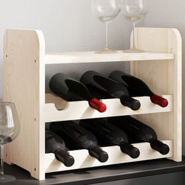 Vidaxl vidaXL Stojalo za vino z zgornjo polico 43x25x37 cm masivni borov les
