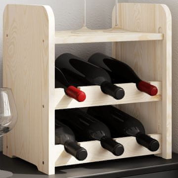 Vidaxl vidaXL Stojalo za vino z zgornjo polico 33x25x37 cm masivni borov les