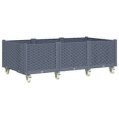 Vidaxl Cvetlično korito s kolesi modro sivo 150x80x54 cm PP