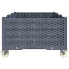 Vidaxl Cvetlično korito s kolesi modro sivo 150x80x54 cm PP
