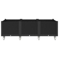 Vidaxl Cvetlično korito s kolesi črno 150x80x54 cm PP