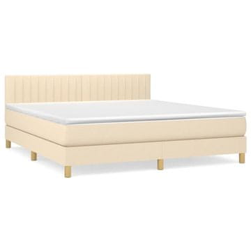 Vidaxl Box spring postelja z vzmetnico krem 180x200 cm blago
