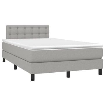 Vidaxl Boxspring postelja z vzmetnico svetlo siva 120x190 cm blago