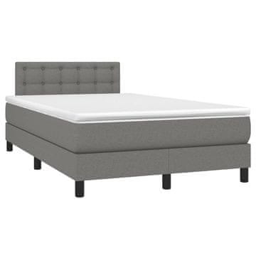 Vidaxl Box spring postelja z vzmetnico temno siva 120x190 cm blago