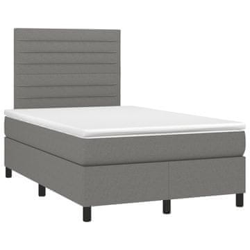 Vidaxl Box spring postelja z vzmetnico temno siva 120x190 cm blago