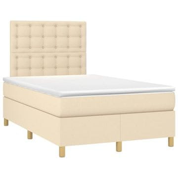 Vidaxl Box spring postelja z vzmetnico krem 120x190 cm blago
