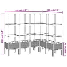 Vidaxl Cvetlično korito z oporno mrežo rjavo 160x120x142,5 cm PP