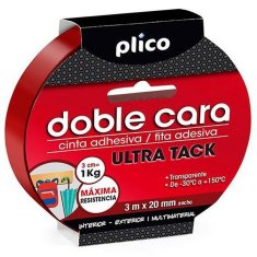 BigBuy Dvostranski trak PLICO Ultra Tack Transparent