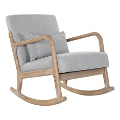 DKD Home Decor Fotelj DKD Home Decor MB-179429 Siva Naravna Svetlo siva Gumijasti les Šestdeseta leta 66 x 88 x 78 cm