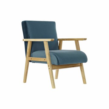 DKD Home Decor Fotelj DKD Home Decor 8424001802296 Naravna modra Poliester MDF Les (62 x 65 x 76 cm)