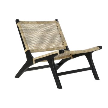 DKD Home Decor Fotelj DKD Home Decor Črna Naravni les Teak 65 x 78 x 68 cm