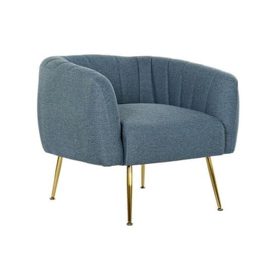 DKD Home Decor Fotelj DKD Home Decor Modra zlata pena Les Kovina Plastika 81 x 75 x 73 cm