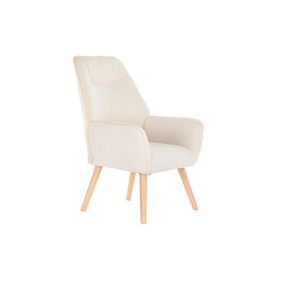 DKD Home Decor Fotelj DKD Home Decor Naravni les Poliester Krem (65 x 75 x 96 cm)