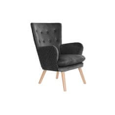 DKD Home Decor Fotelj DKD Home Decor Naravni les Poliester Temno siva (66 x 67 x 92 cm)
