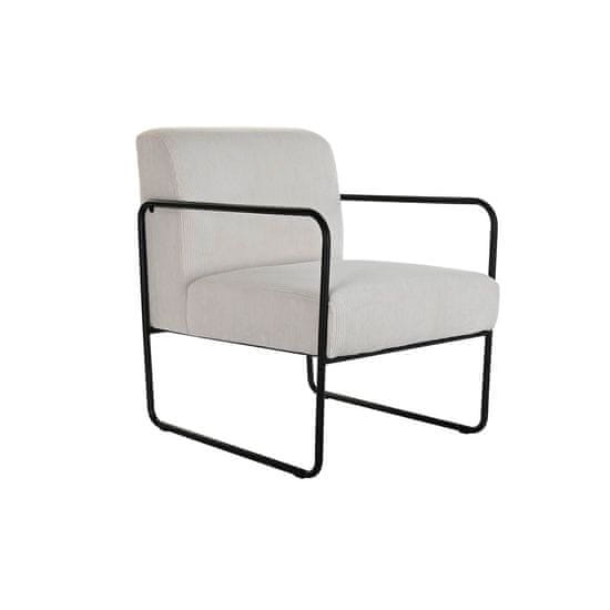 DKD Home Decor Fotelj DKD Home Decor Črni poliester Beli železo (64 x 74 x 79 cm)