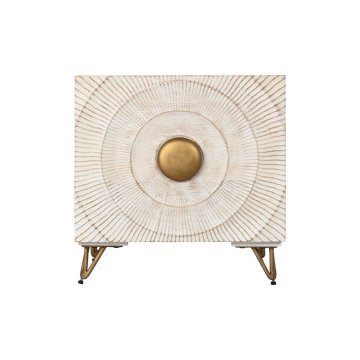 DKD Home Decor Nočna omarica DKD Home Decor Bela črna zlata kovina Mango les 50 x 40 x 50 cm