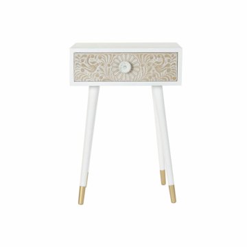 DKD Home Decor Nočna omarica DKD Home Decor Bela svetlo rjava jelka Plastika 48 x 37 x 70 cm