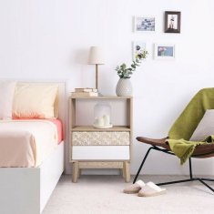 BigBuy Nočna omarica Sofia Wood (45 x 30 x 65 cm)