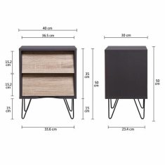 BigBuy Nočna omarica Rjava kovinska iverna plošča (40 x 30 x 50 cm)
