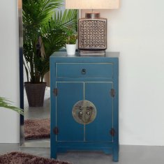 BigBuy Nočna omarica ORIENTE Blue Iron DMF 45 x 26 x 69 cm