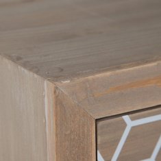 BigBuy Nočna omarica KENSY 40 x 30 x 72,5 cm Naravni les Bela