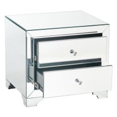 BigBuy Nočna omarica BRIGHT 55 x 45 x 50 cm Zrcalo Crystal DMF