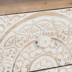 BigBuy Nočna omarica SHABBY CHIC 47 x 43 x 58 cm Naravni les Bela