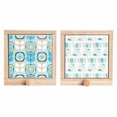 DKD Home Decor Stojalo za plašče DKD Home Decor Wood Floral (2 kosa) (14 x 13 x 4 cm)