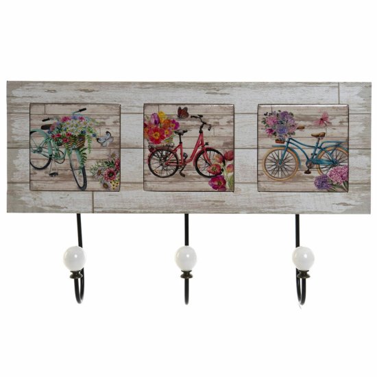 DKD Home Decor Stenski obešalnik za plašče DKD Home Decor Kolo Modra Roza Kovina Zelena Rumena MDF Les (40 x 7 x 26 cm)