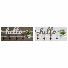 DKD Home Decor Stenski obešalnik DKD Home Decor Hello Wood Metal (2 kosa) (65 x 10 x 29 cm)