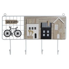 DKD Home Decor Stenski obešalnik za plašče DKD Home Decor Kovina MDF Hišice (40 x 5 x 25 cm)
