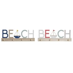 DKD Home Decor Stenski obešalnik DKD Home Decor MDF Wood Beach Mediterranean 40 x 3,5 x 13 cm (2 enoti)