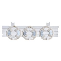 DKD Home Decor Stenski obešalnik za plašče DKD Home Decor Lesena vrv Sredozemlje (50 x 7 x 16 cm)