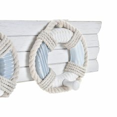 DKD Home Decor Stenski obešalnik za plašče DKD Home Decor Lesena vrv Sredozemlje (50 x 7 x 16 cm)