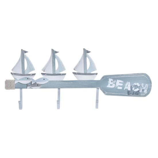 DKD Home Decor Stenski obešalnik za plašče DKD Home Decor Metal Wood Paddle Mediterranean (60 x 5 x 25 cm)