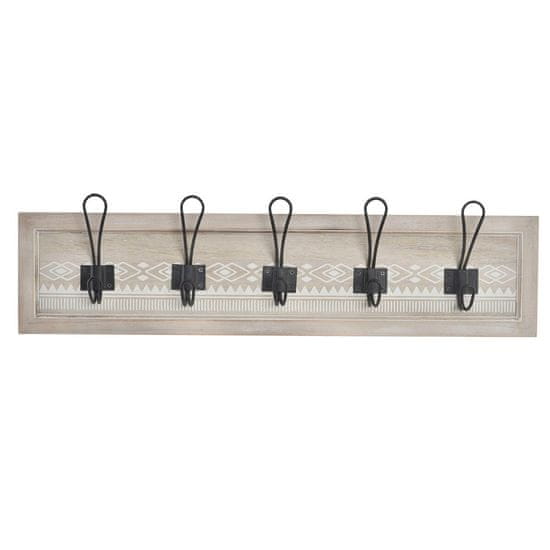 DKD Home Decor Stenski obešalnik za plašče DKD Home Decor Metal Wood Border Boho (64 x 5 x 18 cm)