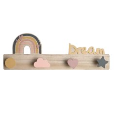 DKD Home Decor Stojalo za plašče DKD Home Decor Naravni Otroški Večbarvni MDF Les (48 x 7 x 17 cm)