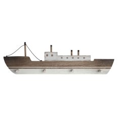 DKD Home Decor Stenski obešalnik za plašče DKD Home Decor Natural White Barco MDF Wood Mediterranean (40 x 5 x 11 cm)