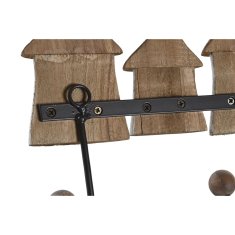 DKD Home Decor Stenski obešalnik za plašče DKD Home Decor Kovinske hišice (38 x 8 x 18 cm)