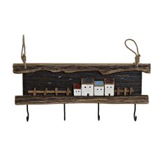 DKD Home Decor Stenski obešalnik za plašče DKD Home Decor Kovinske hišice (53 x 4 x 22,5 cm)