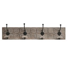 DKD Home Decor Stenski obešalnik DKD Home Decor Iron Mango wood Indian Man 76 x 14 x 21 cm