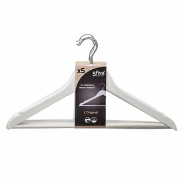 BigBuy Komplet obešalnikov za oblačila 5five 44,5 x 23,5 x 1,5 cm kovinski beli 5 enot