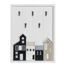DKD Home Decor Stojalo za ključe DKD Home Decor Črni les MDF Bela (30 x 4 x 40 cm)
