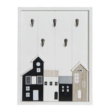 DKD Home Decor Stojalo za ključe DKD Home Decor Črni les MDF Bela (30 x 4 x 40 cm)