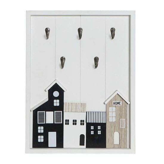 DKD Home Decor Stojalo za ključe DKD Home Decor Črni les MDF Bela (30 x 4 x 40 cm)